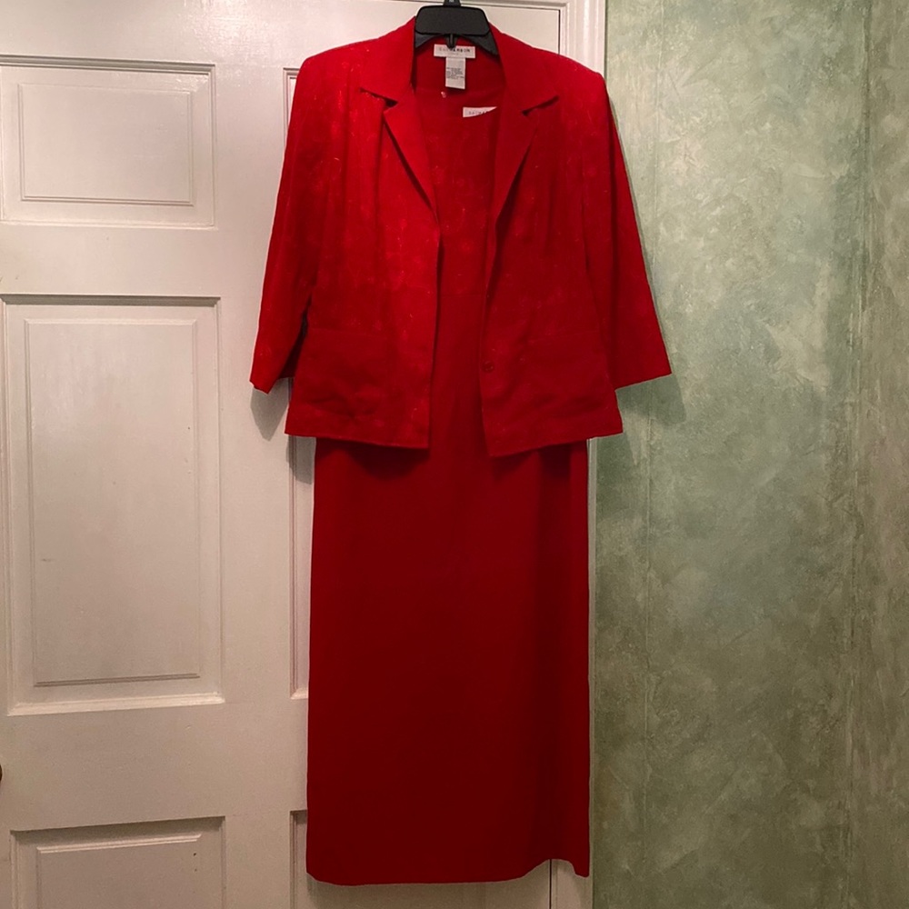 Sag Harbor Dress, red dress with jacket, size 8